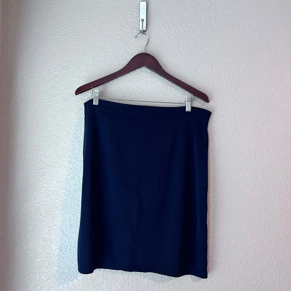 Exclusively Misook Women's Knee Length Skirt Petite X Large Navy Blue XL
